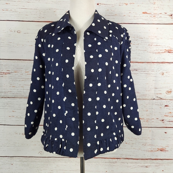 Christopher & Banks Jackets & Blazers - CHRISTOPHER & BANKS Navy And White Polka Dot Jacket Medium